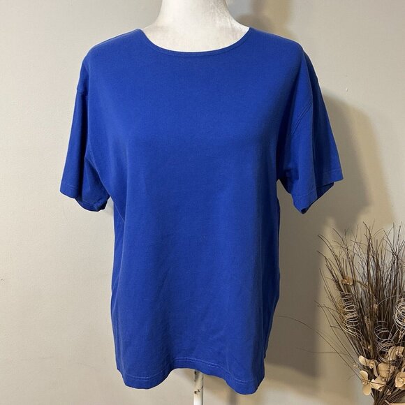 Vintage Westbound Women Blue Short Sleeve 100% Cotton Knit T-shirt Top Size L - Picture 1 of 4